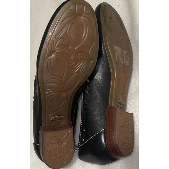 CLARKS OF ENGLAND Artisan Black Slip On Shoes Woman’s US 7.5 Comfort Wear Flats - Picture 5 of 8